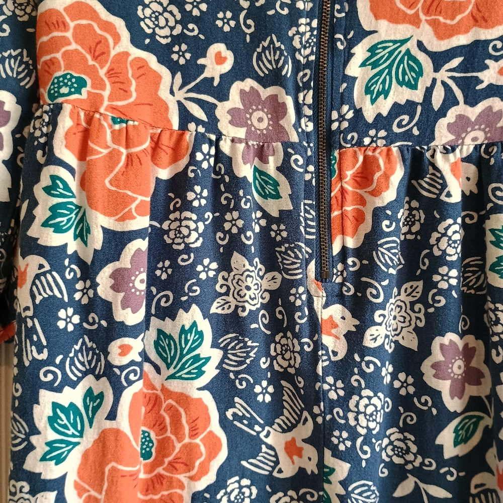 Old Navy XS Blue‎ Floral Print Shift Dress Lined Cotton Blend Boho Cottagecore - Picture 12 of 15